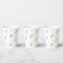 Vasos De Papel Baby Shower de Ballenas de Cute Pastel o cumpleaño