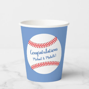 Vasos De Papel Baby Shower de béisbol pequeño 