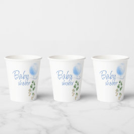 Vasos De Papel Baby Shower de Blue Balloon Eucalyptus Boy