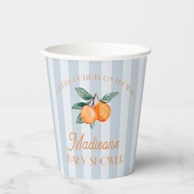Vasos De Papel Baby Shower de Blue Little Cutie Citrus (Anverso)