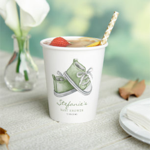 Vasos De Papel Baby Shower de Booties Green Water