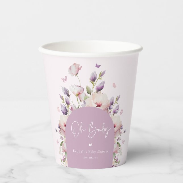 Vasos De Papel Baby Shower de Butfly Garden (Anverso)
