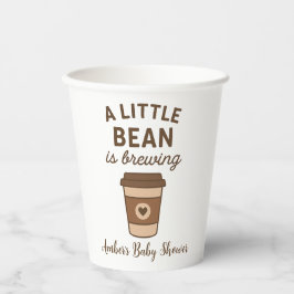 Vasos De Papel Baby Shower de café neutro de género marrón y blan