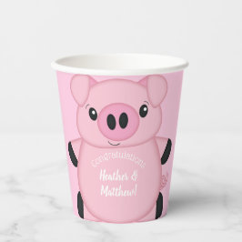 Vasos De Papel Baby Shower de cerdo rosa