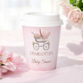 Vasos De Papel Baby Shower de Chica clásico rosado