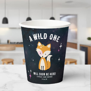 Vasos De Papel Baby Shower de Chica rosado de Fox Wild One