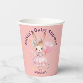 Vasos De Papel Baby Shower de Conejo Rosa Cute
