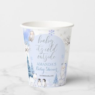 Vasos De Papel BABY SHOWER de copos de nieve de ANIMAL ÁRTICO