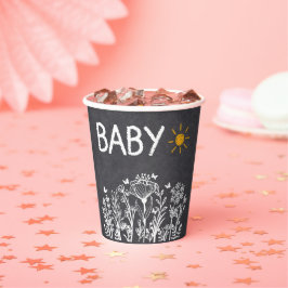 Vasos De Papel Baby Shower de dibujo de la primavera del bebé en 