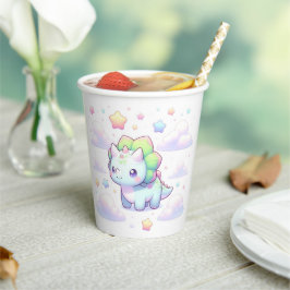 Vasos De Papel Baby Shower de dinosaurio mágico pastel
