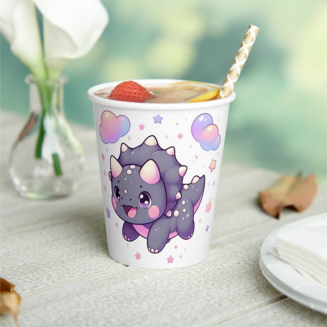 Vasos De Papel Baby Shower de dinosaurios modernos encantados (in situ)