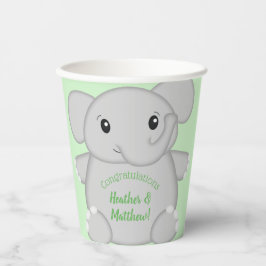 Vasos De Papel Baby Shower de Elefante Verde