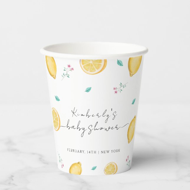 Vasos De Papel Baby Shower de fruta dulce de limón de verano (Anverso)