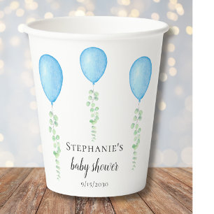 Vasos De Papel Baby Shower de globo azul