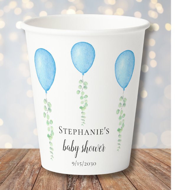 Vasos De Papel Baby Shower de globo azul (Subido por el creador)