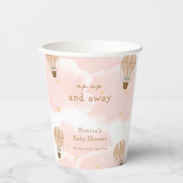 Vasos De Papel Baby Shower de globo de aire caliente de la nube d (Anverso)