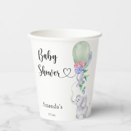 Vasos De Papel Baby Shower de globos y elefantes