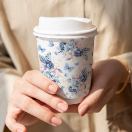 Vasos De Papel Baby Shower de Gold y Blue Little Butfly Boy