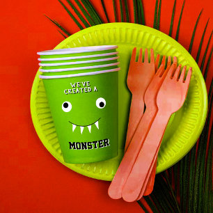 Vasos De Papel Baby Shower de Halloween "Hemos creado un monstruo