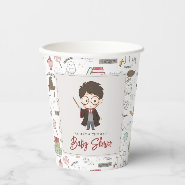 Vasos De Papel Baby Shower de Harry Potter simple (Anverso)