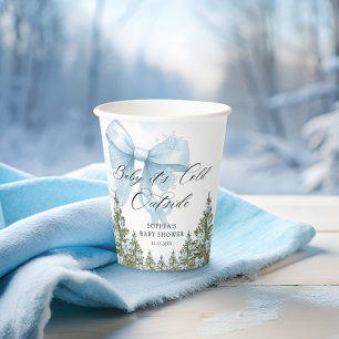 Vasos De Papel Baby Shower de invierno Blue Bow