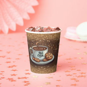 Vasos De Papel Baby Shower de invierno de chocolate caliente Purp