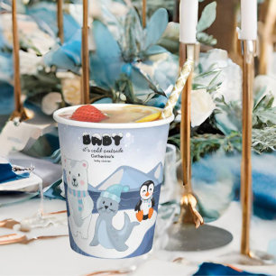 Vasos De Papel Baby Shower de invierno de los animales del Ártico