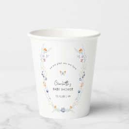 Vasos De Papel Baby Shower de la mariposa minimalista de Boho But