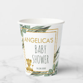 Vasos De Papel Baby Shower de león de Safari de la Jungla Botánic