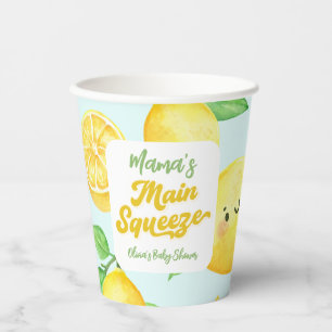 Vasos De Papel Baby Shower de limón amarillo y azul