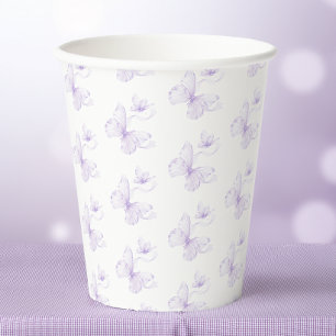 Vasos De Papel Baby Shower de mariposa morada delgada