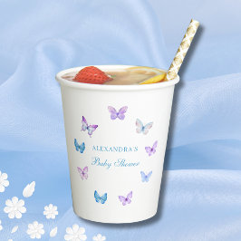 Vasos De Papel Baby Shower de mariposa morada rosa azul