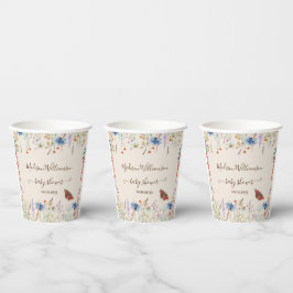 Vasos De Papel Baby Shower de mariposa Wildflower Meadow