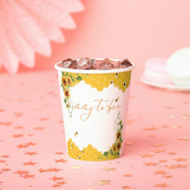 Vasos De Papel Baby Shower De Mommy-To-Bee De Sunflower Honeycomb