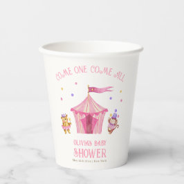 Vasos De Papel Baby Shower de mono de oso de circo rosa único