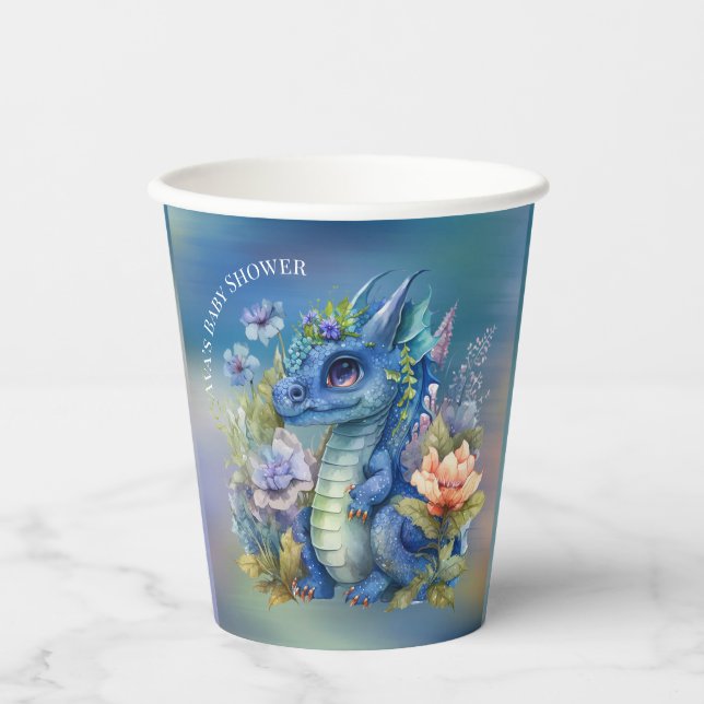 Vasos De Papel Baby Shower de Navy Blue Dragon Boy (Anverso)