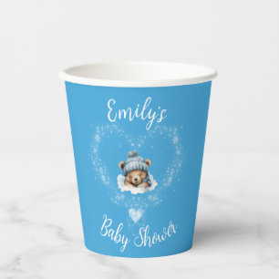 Vasos De Papel Baby Shower De Oso De Teddy De Nieve Emocionado