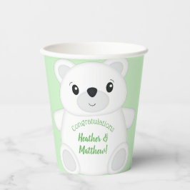 Vasos De Papel Baby Shower de oso polar verde