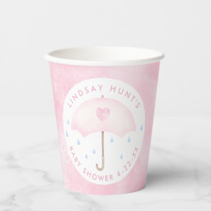 Vasos De Papel Baby Shower de paraguas rosado