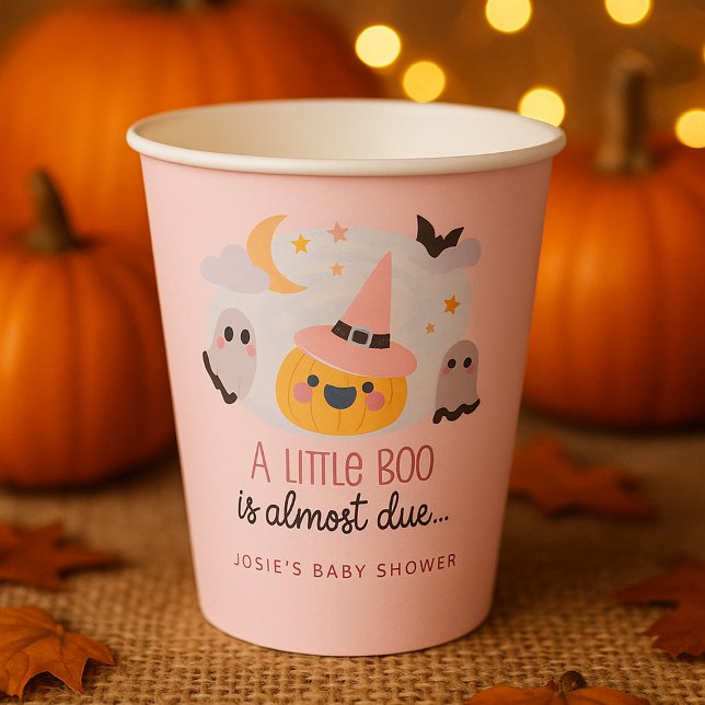 Vasos De Papel Baby Shower de Pink Little Boo Halloween (Pink Little Boo Halloween Baby Shower Paper Cups)