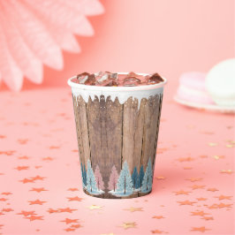 Vasos De Papel Baby Shower de pinos de bosques de invierno rústic