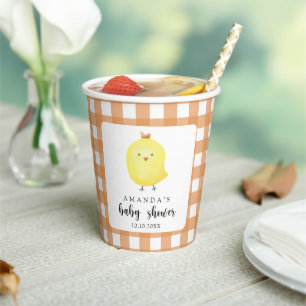 Vasos De Papel Baby Shower de pollo acuarela