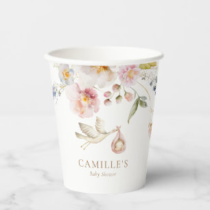 Vasos De Papel Baby Shower de primavera de flores silvestres
