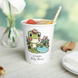 Vasos De Papel Baby Shower de rana cuta encantada