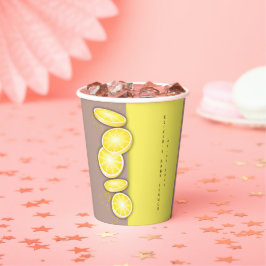 Vasos De Papel Baby Shower de rociado de limón blanco moderno