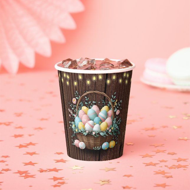 Vasos De Papel Baby Shower de Rustic Floral Easter Eggs (in situ)