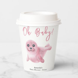 Vasos De Papel Baby Shower de sellos rosados