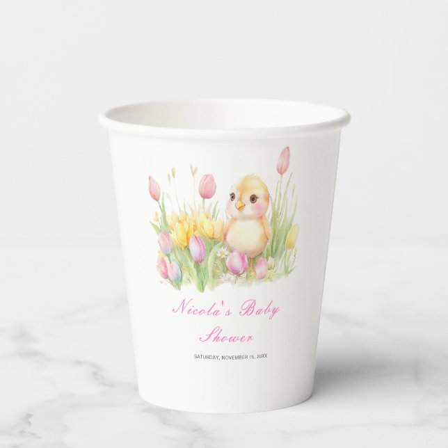 Vasos De Papel Baby Shower de Spring Chick (Reverso )