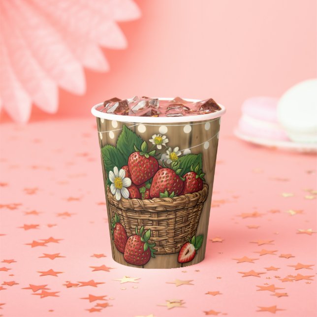 Vasos De Papel Baby Shower de Strawberry Sweet Basket (in situ)