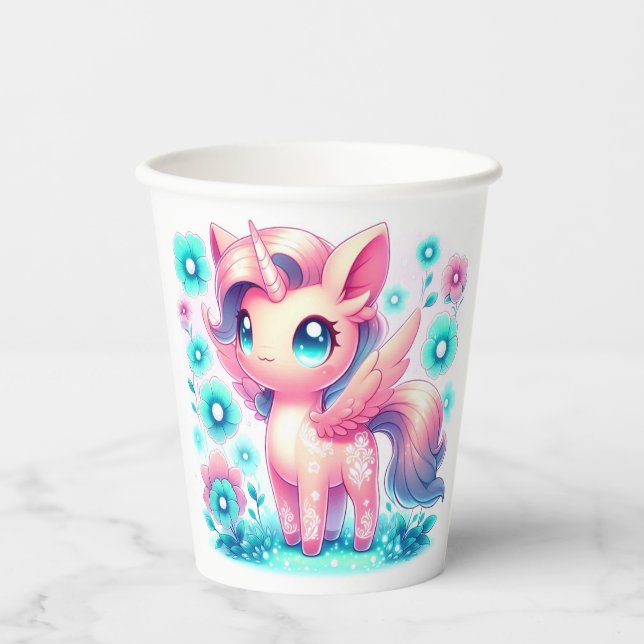 Vasos De Papel Baby Shower de Unicornio moderno (Anverso)